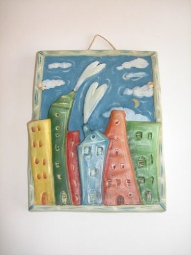 Handmade Ceramic Repousse Plate.