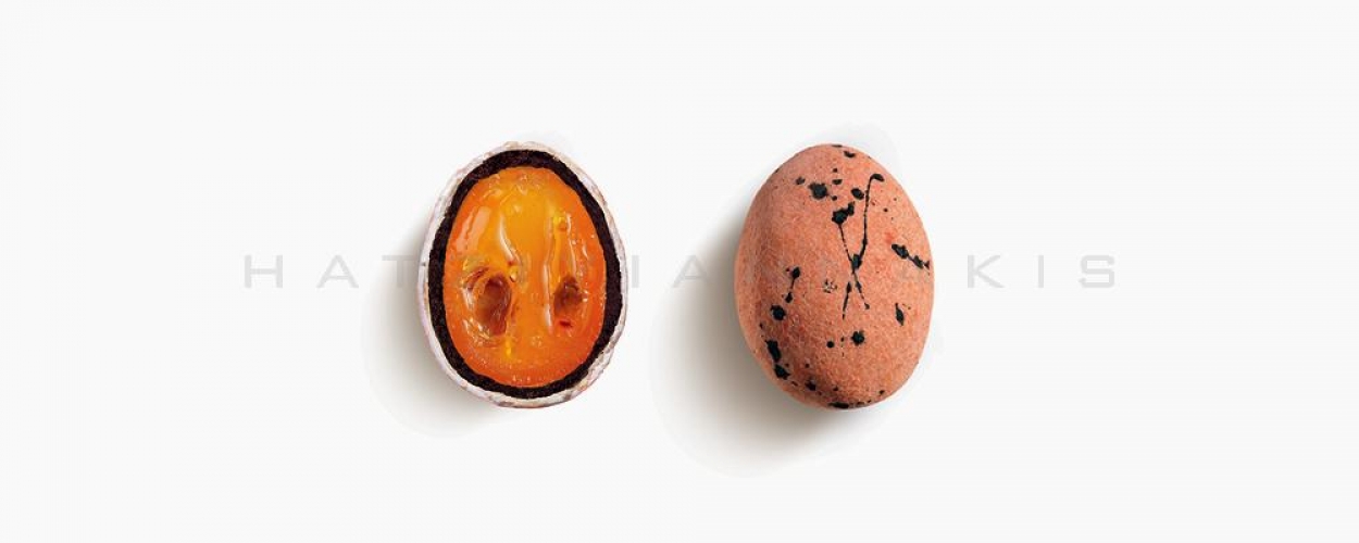 Κουφέτα Βότσαλα Χατζηγιαννάκης, κουμκουάτ με σοκολάτα.