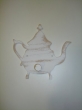 Hand-painted wooden hanger “teapot”.