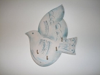Hand-painted wooden key hanger (pigeon).