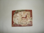 Hand Painted Ceramic Plate Village