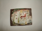 Hand Painted Ceramic Plate Village