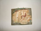 Hand Painted Ceramic Plate Village